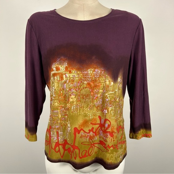 Nygard Elegant Purple Graphic Women's Top M - Picture 3 of 11